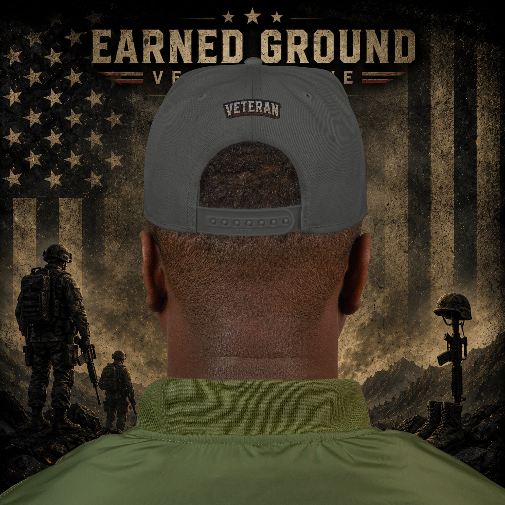 Earned Ground Veteran Line  Embroidered Snapback Hat