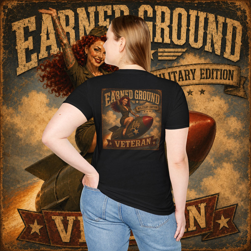 Earned Ground Veteran Division T‑Shirt —"LILY PINUP" VINTAGE SERVICE DIVISON