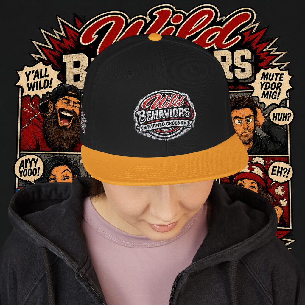 Earned Ground Cap Snapback Hat — 'Wild Behaviors' Embroidered Earned Ground Cap