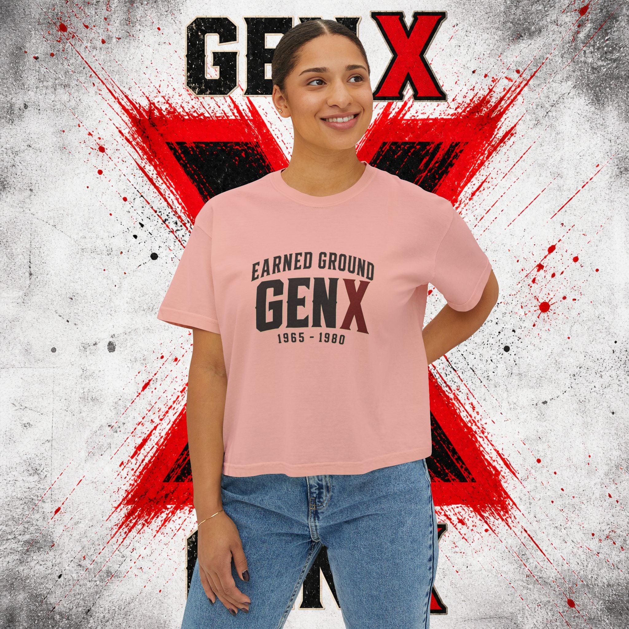 Gen X Women's Boxy Tee — "Earned Ground" 1965–1980 Retro