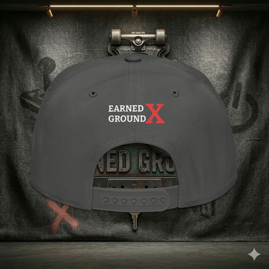 EARNED GROUND GEN 'X' EMBROIDED Snapback Hat — Vintage Red  GEN X Patch Logo Cap