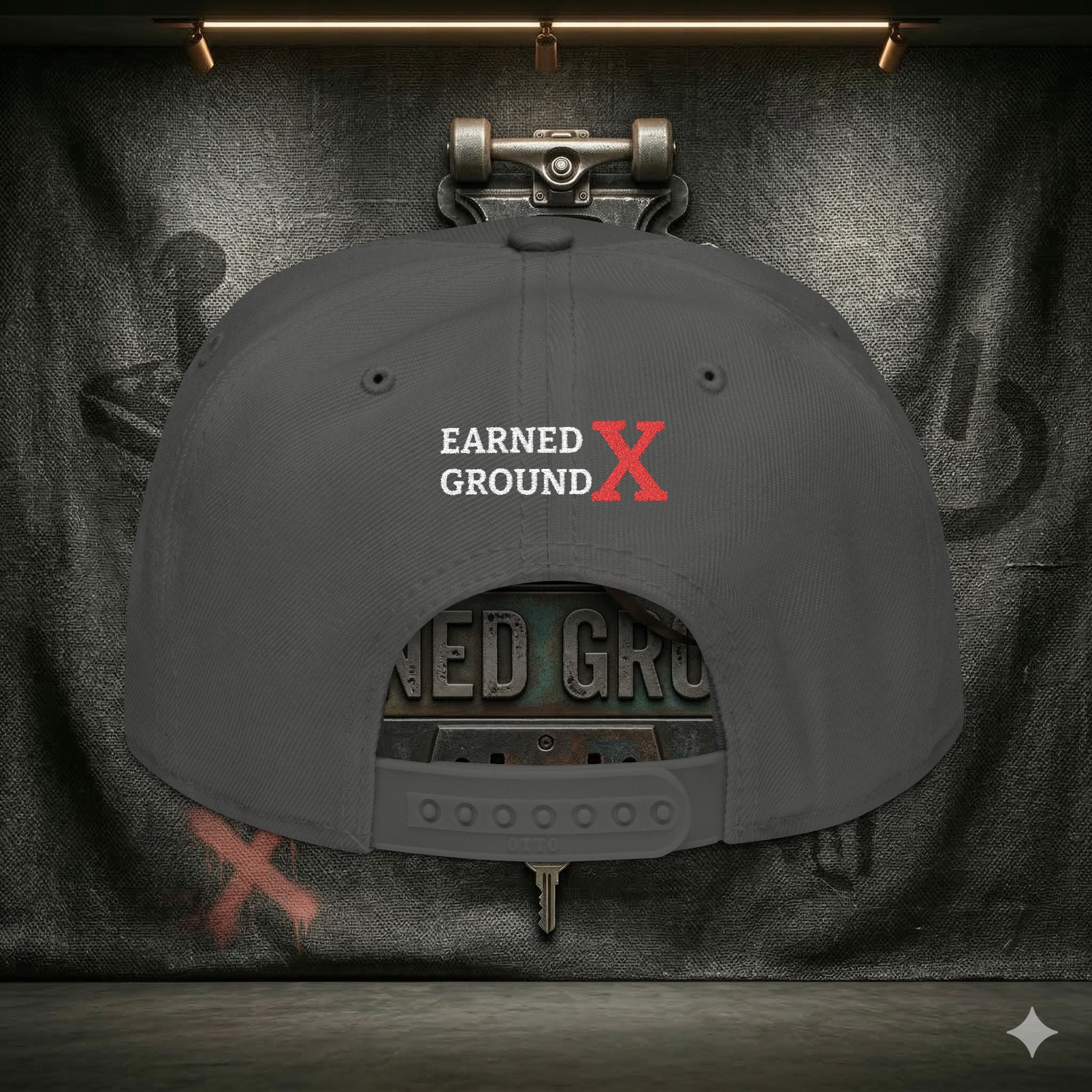 EARNED GROUND GEN 'X' EMBROIDED Snapback Hat — Vintage Red  GEN X Patch Logo Cap