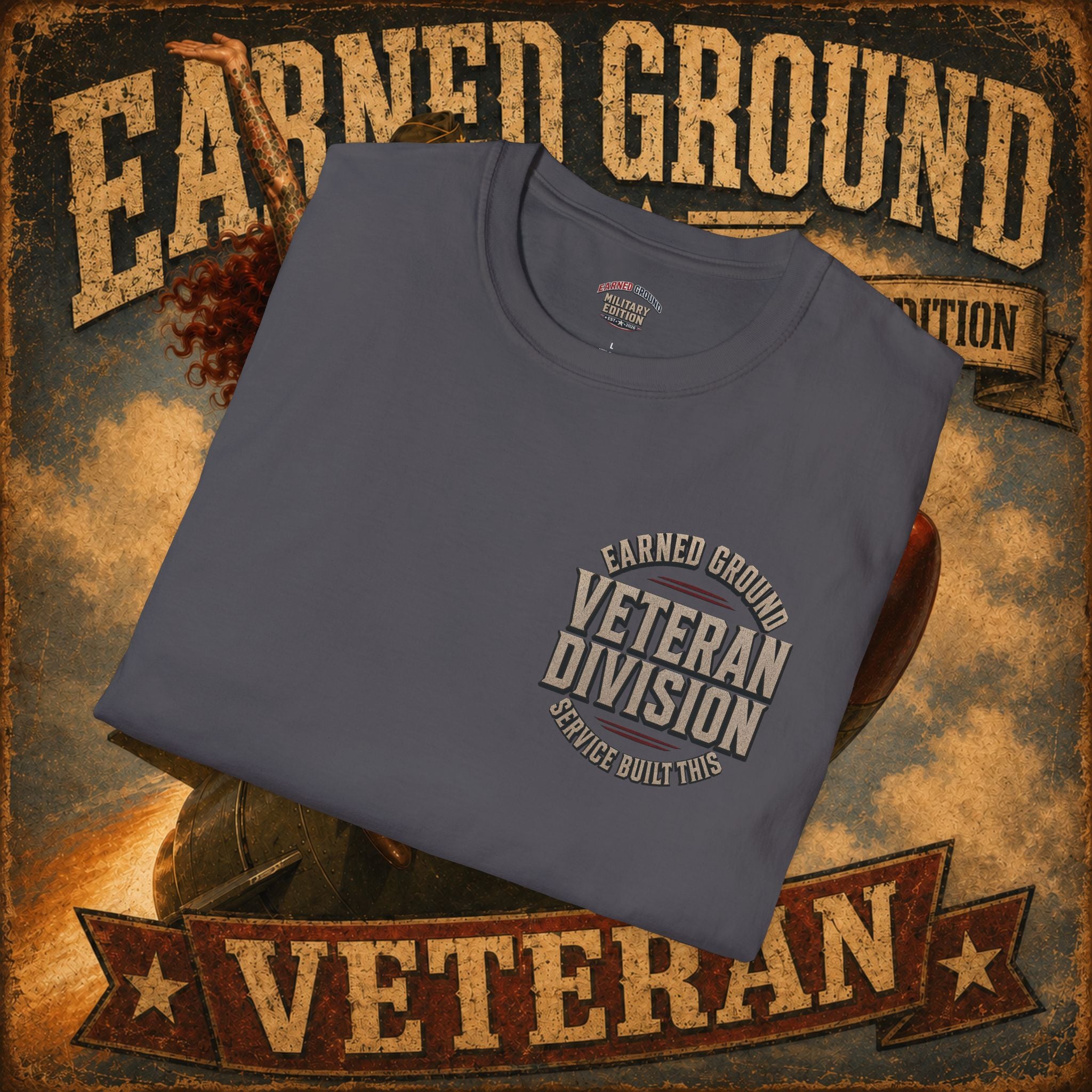 Earned Ground Veteran Division T‑Shirt —"LILY PINUP" VINTAGE SERVICE DIVISON