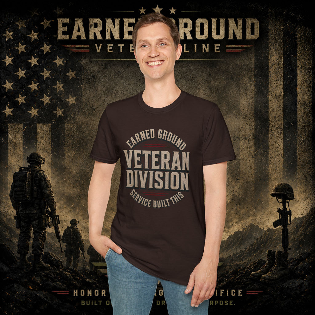 Earned Ground Veteran Division 'Service Built This'— Military Tribute Tee