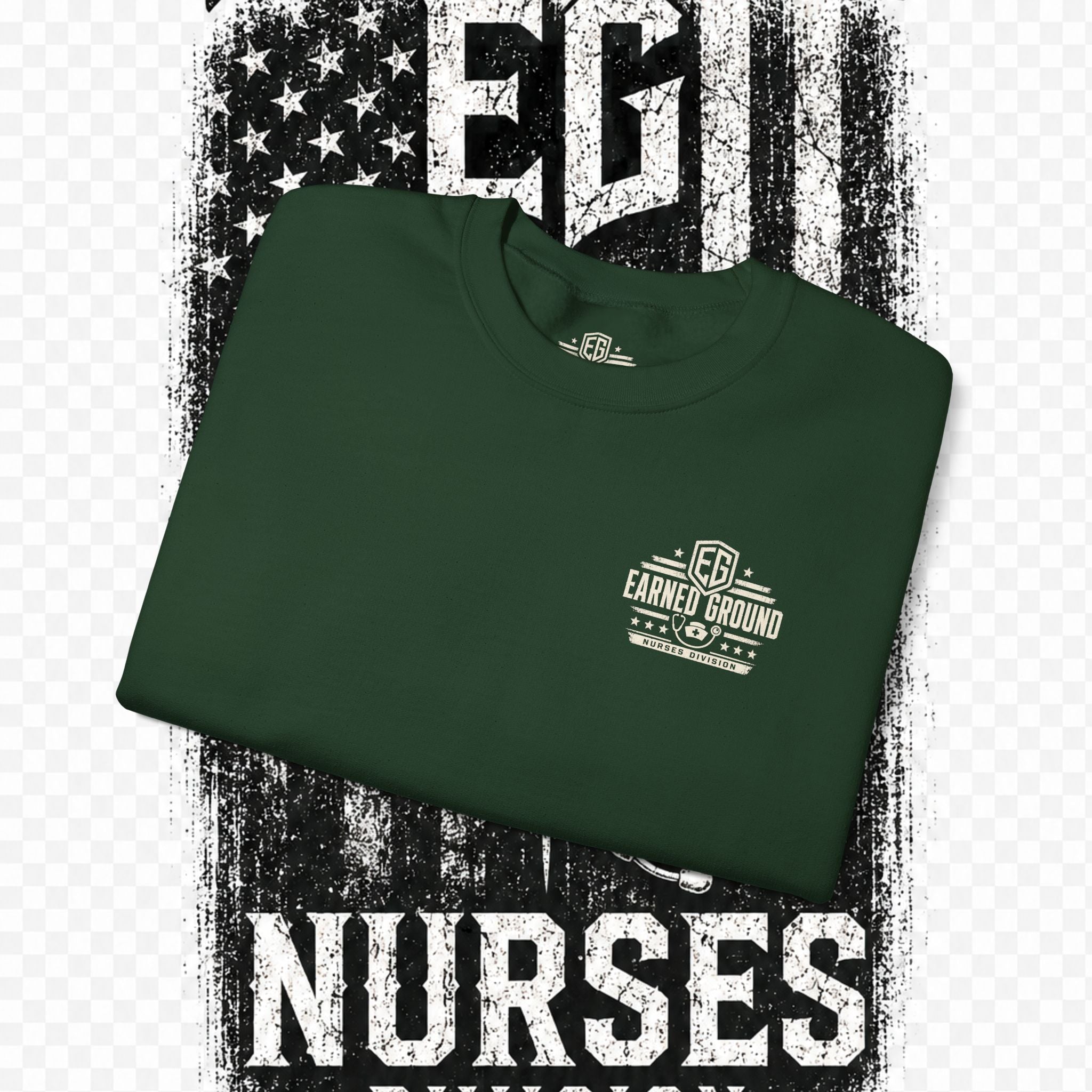 EARNED GROUND Nurses Division Crewneck Sweatshirt – Nurses Caduceus Badge Design