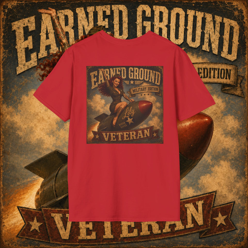 Earned Ground Veteran Division T‑Shirt —"LILY PINUP" VINTAGE SERVICE DIVISON