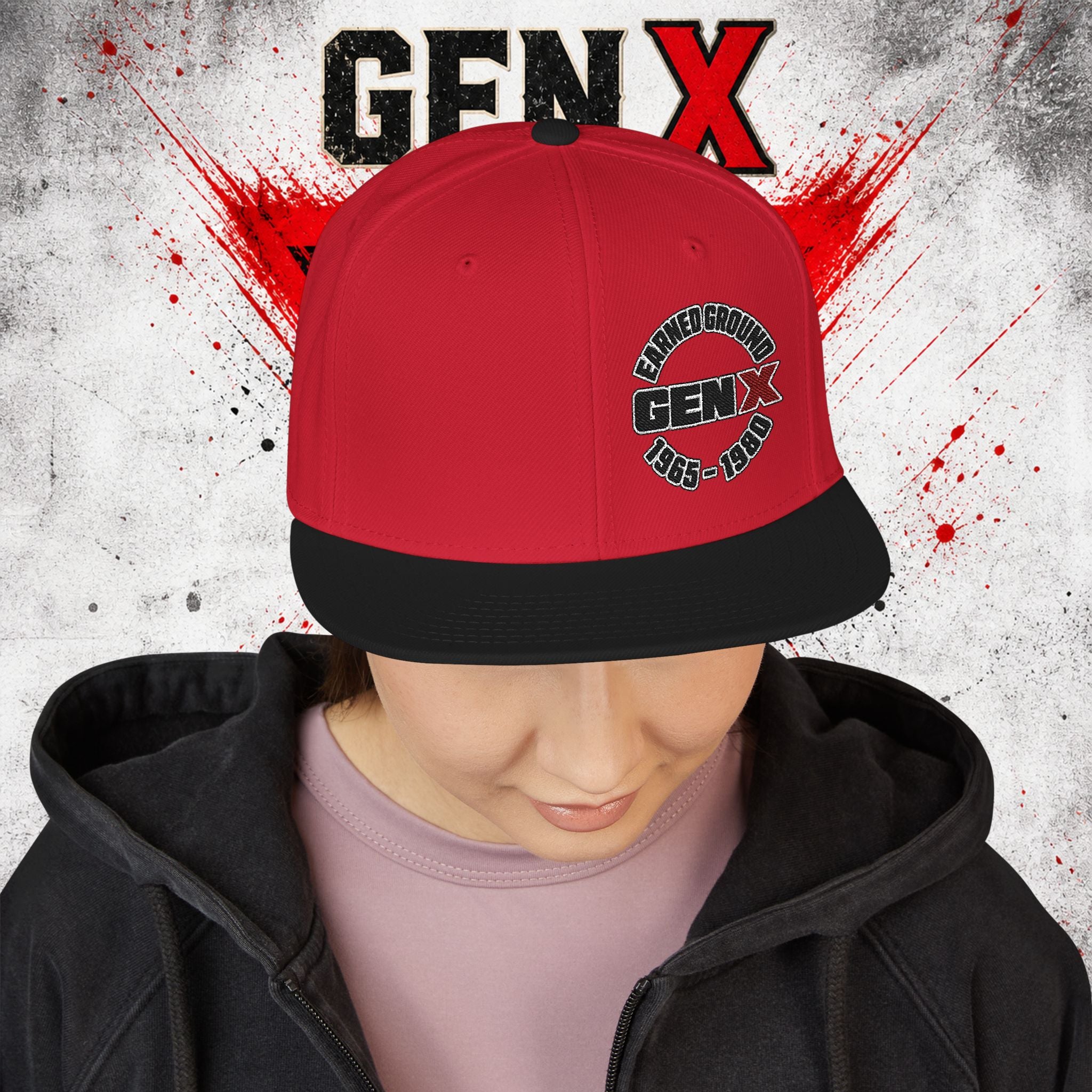 Gen X Embroidered Flat Bill Ball Cap — Gen X Proud 1965–1980