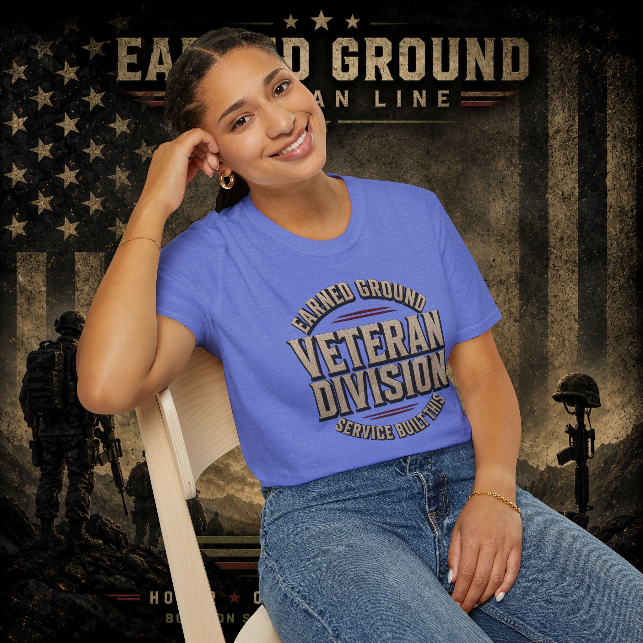 Earned Ground Veteran Division 'Service Built This'— Military Tribute Tee