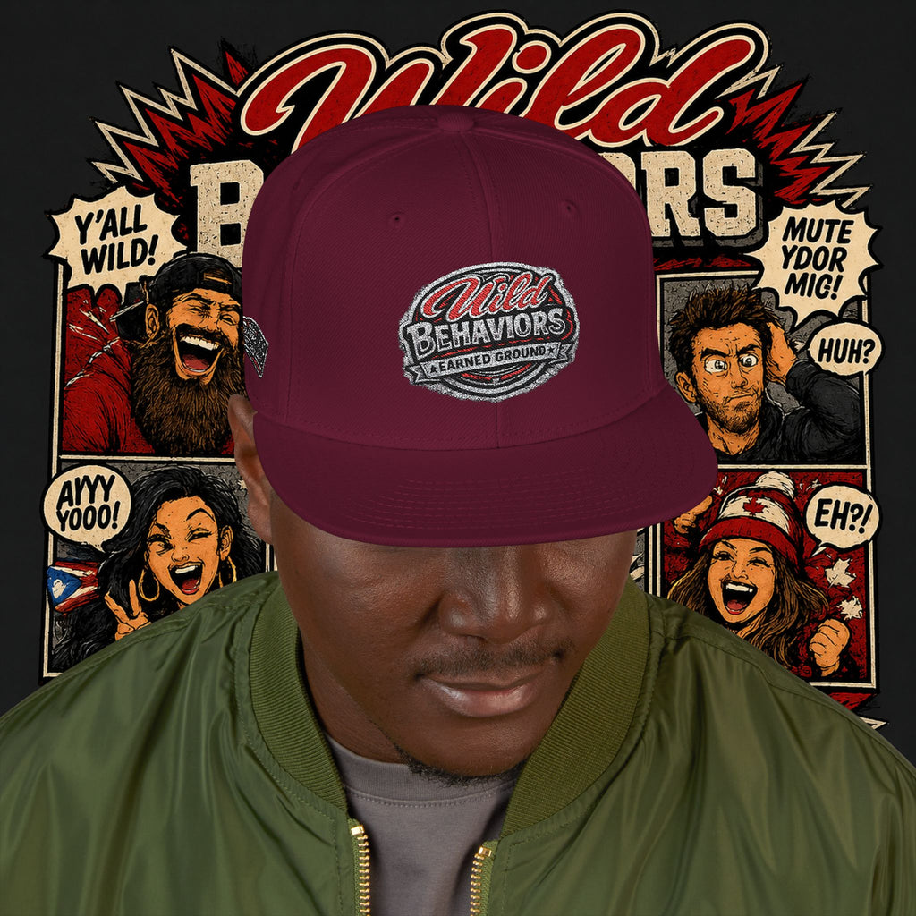 Earned Ground Cap Snapback Hat — 'Wild Behaviors' Embroidered Earned Ground Cap