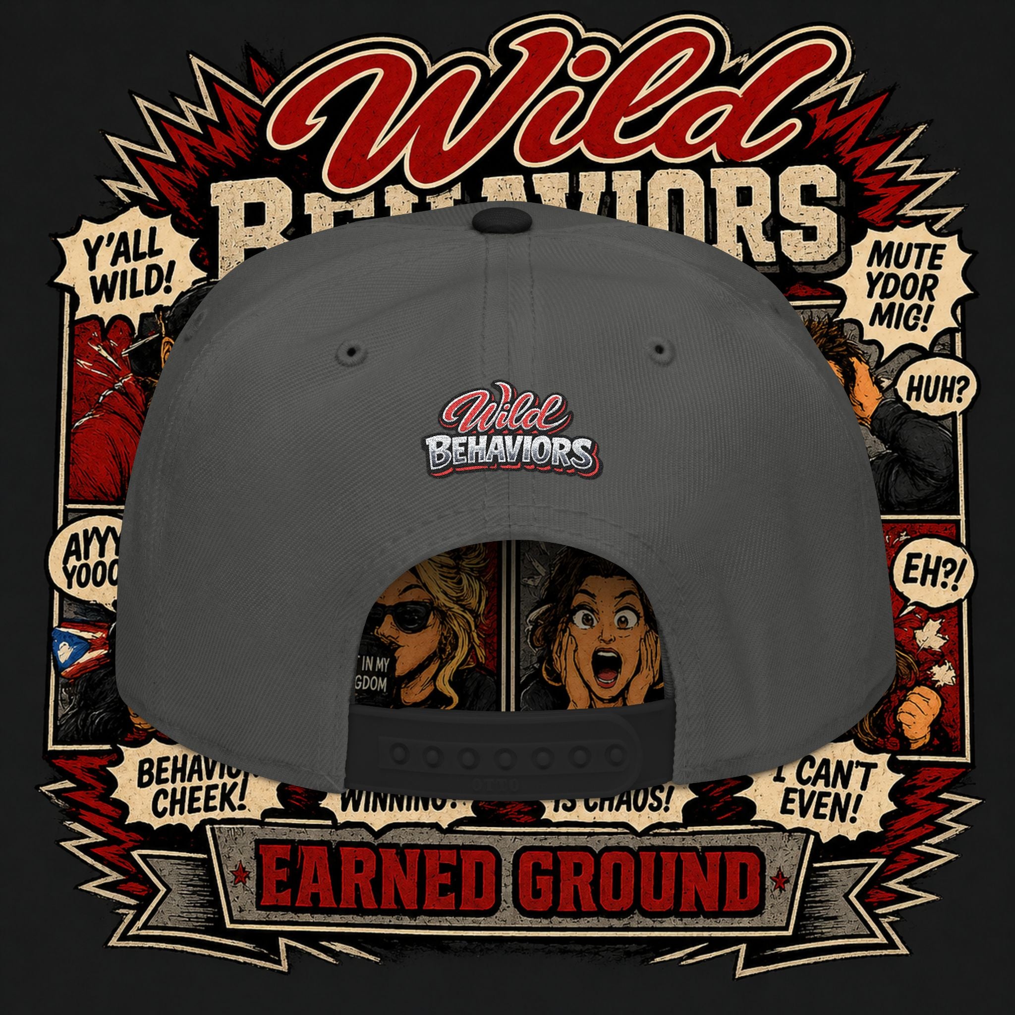 Earned Ground Cap Snapback Hat — 'Wild Behaviors' Embroidered Earned Ground Cap