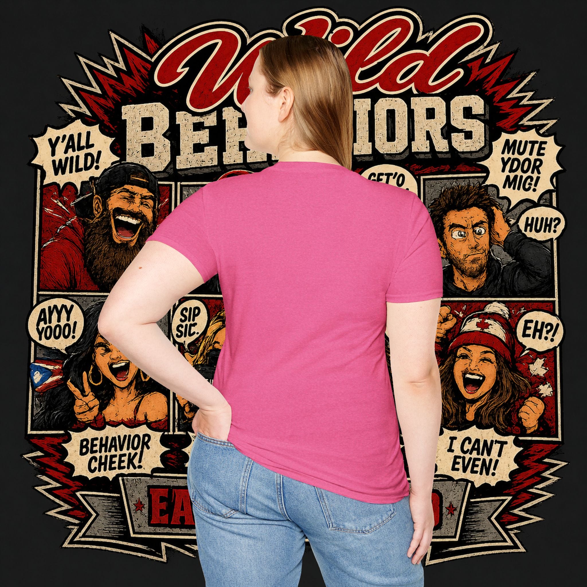 Earned Ground "Wild Behaviors" T-Shirt — Retro Red & White Graphic Tee