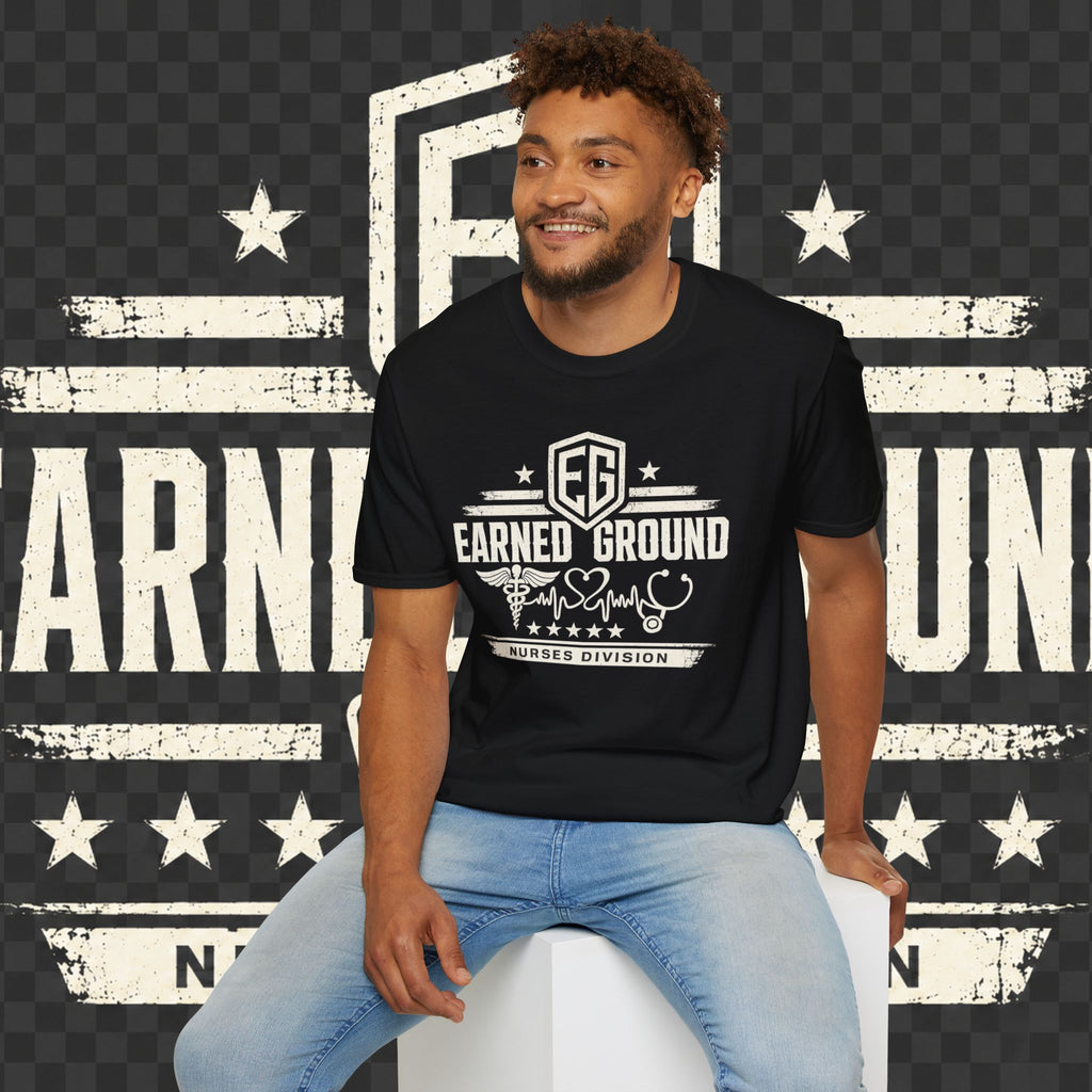 Earned Ground Nurses Division T-Shirt — Nurse Appreciation Medical Heartbeat Tee