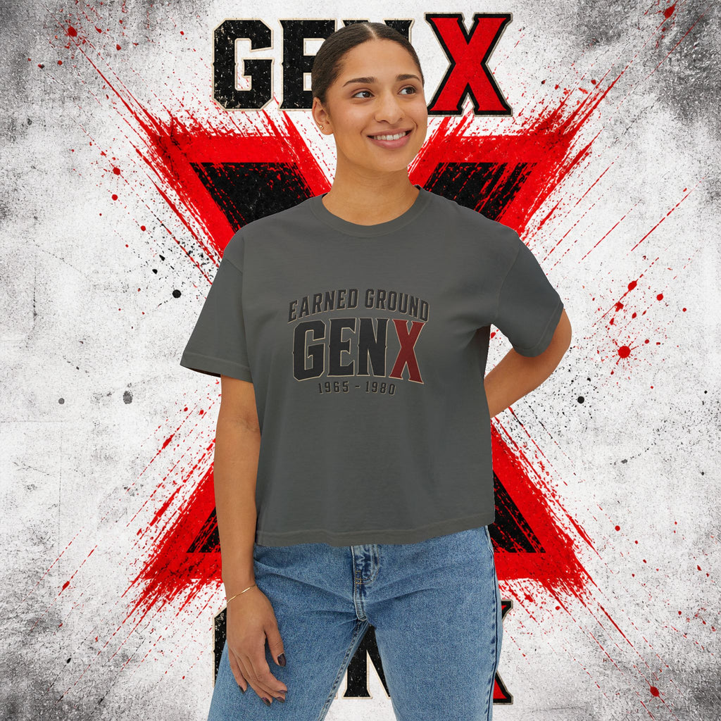 Gen X Women's Boxy Tee — "Earned Ground" 1965–1980 Retro