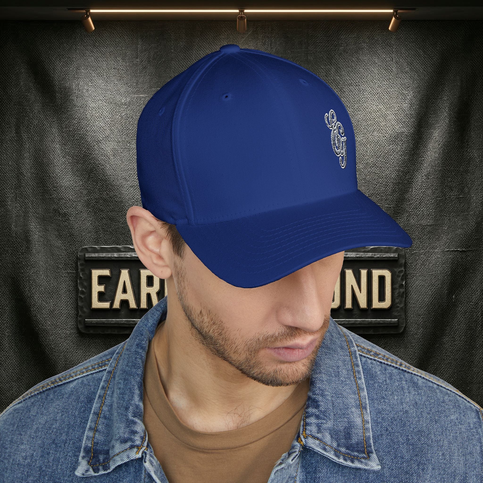 EARNED GROUND FLEX FIT — Elegant Script 'E & G' LOGO BALL CAP