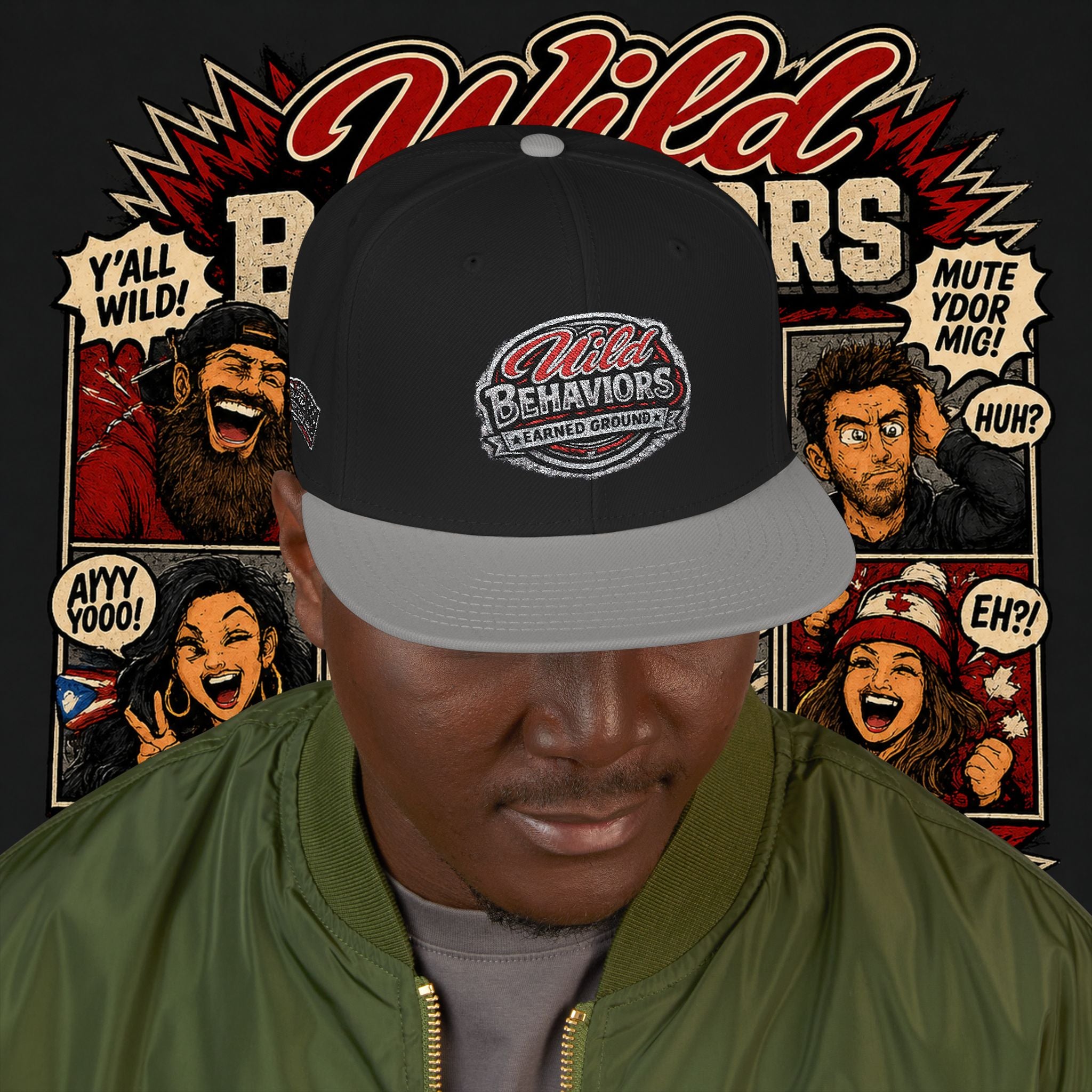 Earned Ground Cap Snapback Hat — 'Wild Behaviors' Embroidered Earned Ground Cap