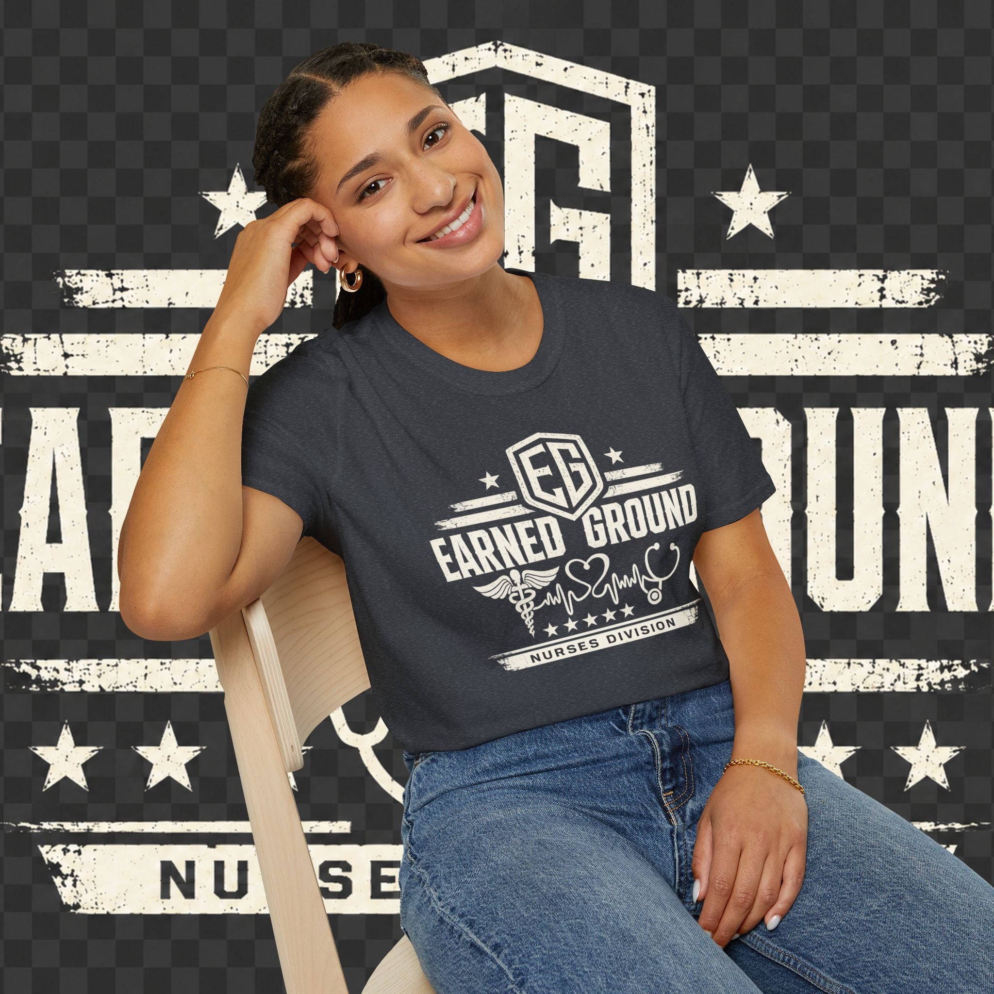 Earned Ground Nurses Division T-Shirt — Nurse Appreciation Medical Heartbeat Tee