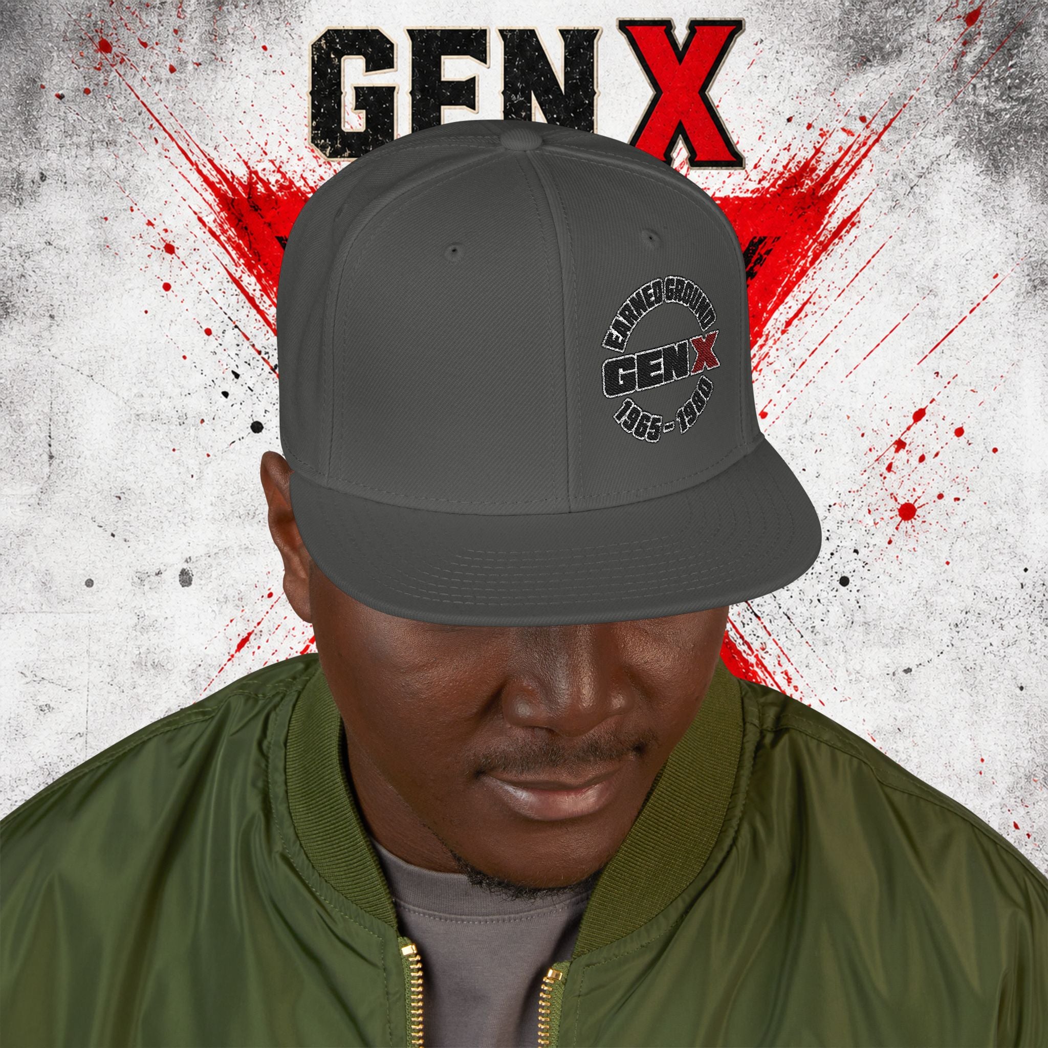 Gen X Embroidered Flat Bill Ball Cap — Gen X Proud 1965–1980