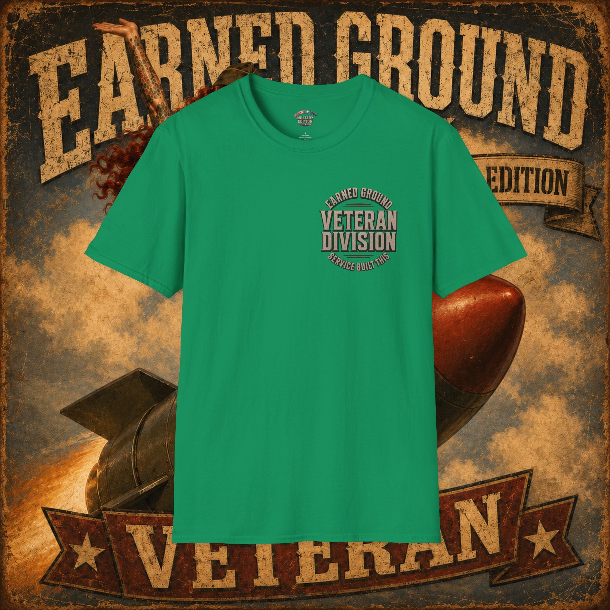 Earned Ground Veteran Division T‑Shirt —"LILY PINUP" VINTAGE SERVICE DIVISON