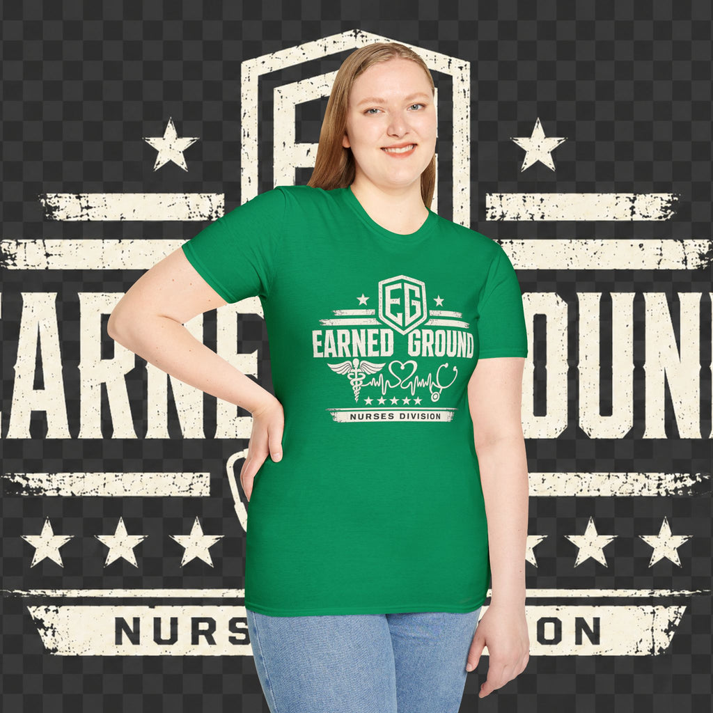 Earned Ground Nurses Division T-Shirt — Nurse Appreciation Medical Heartbeat Tee