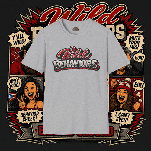Earned Ground "Wild Behaviors" T-Shirt — Retro Red & White Graphic Tee