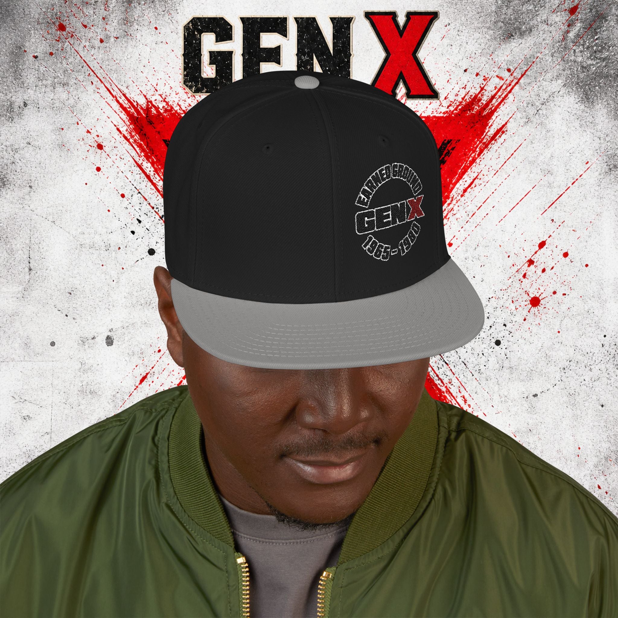 Gen X Embroidered Flat Bill Ball Cap — Gen X Proud 1965–1980