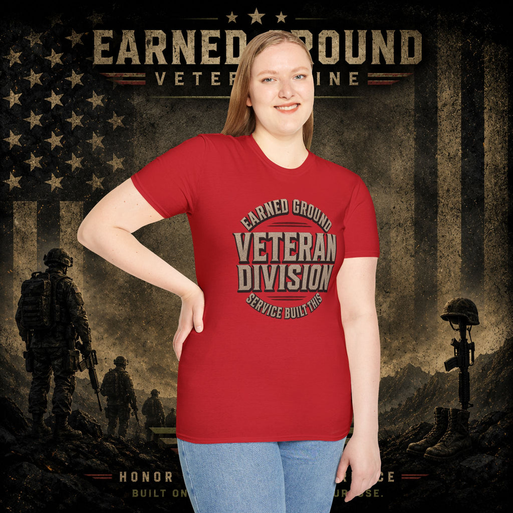 Earned Ground Veteran Division 'Service Built This'— Military Tribute Tee