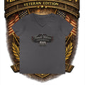 EARNED GROUND Female Veteran V-Neck T-Shirt — "Female Veteran" Edition"