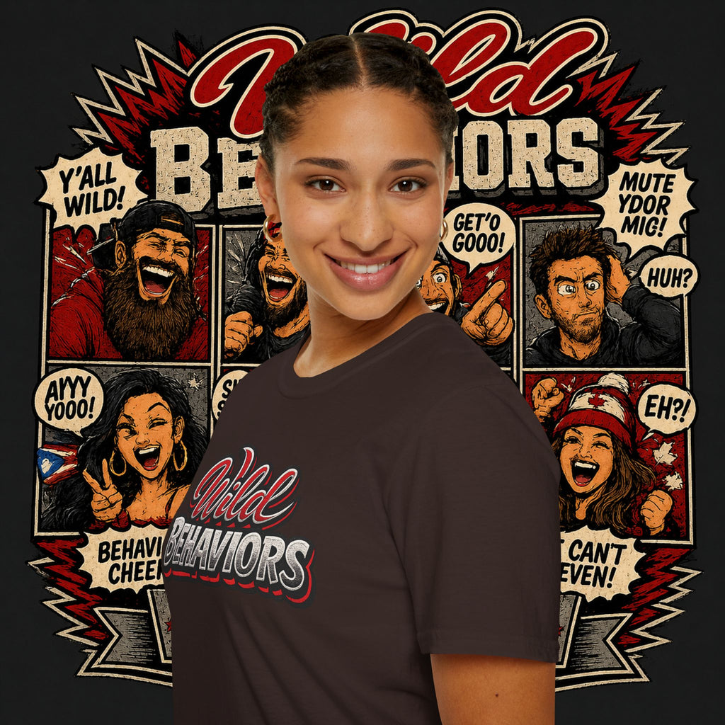 Earned Ground "Wild Behaviors" T-Shirt — Retro Red & White Graphic Tee