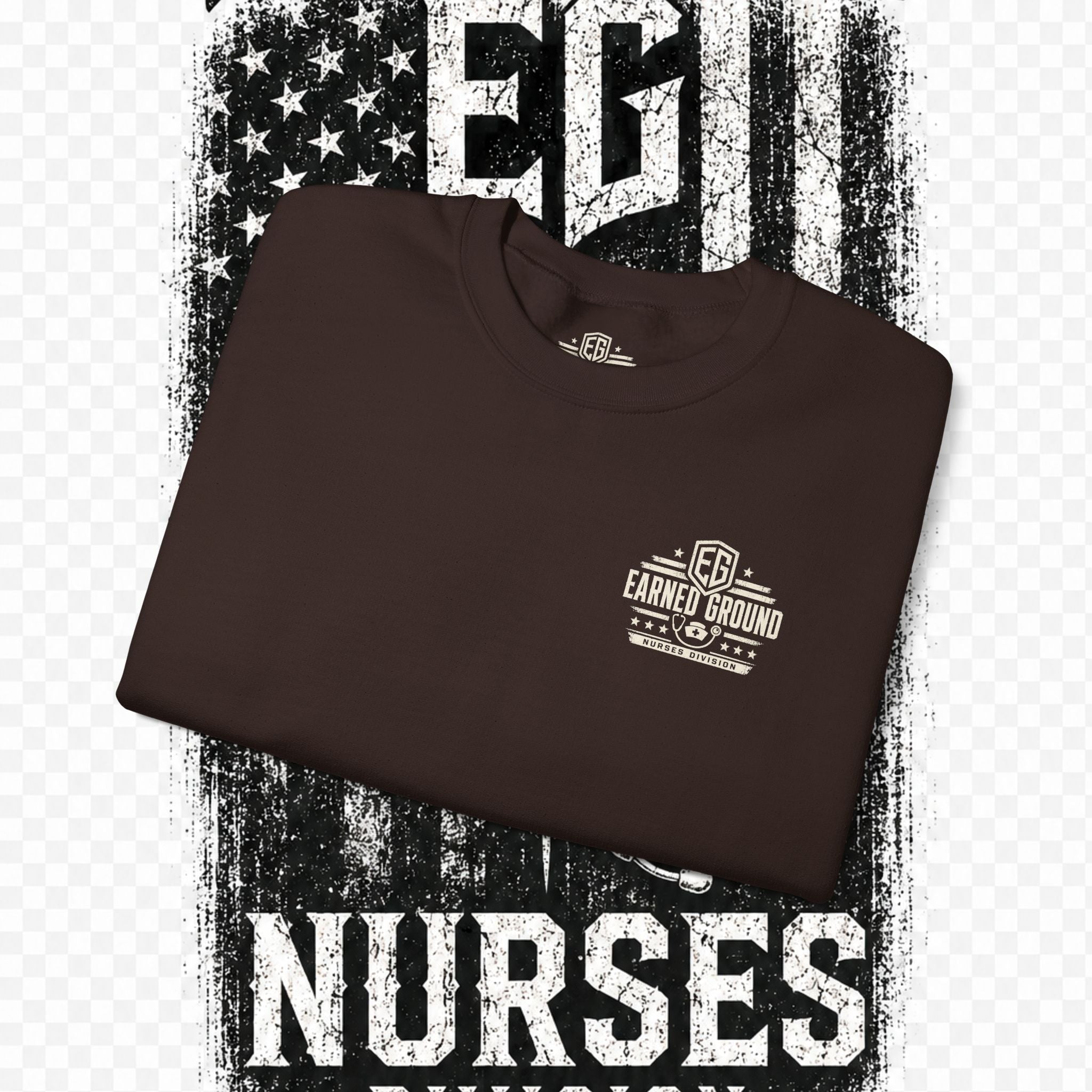 EARNED GROUND Nurses Division Crewneck Sweatshirt – Nurses Caduceus Badge Design