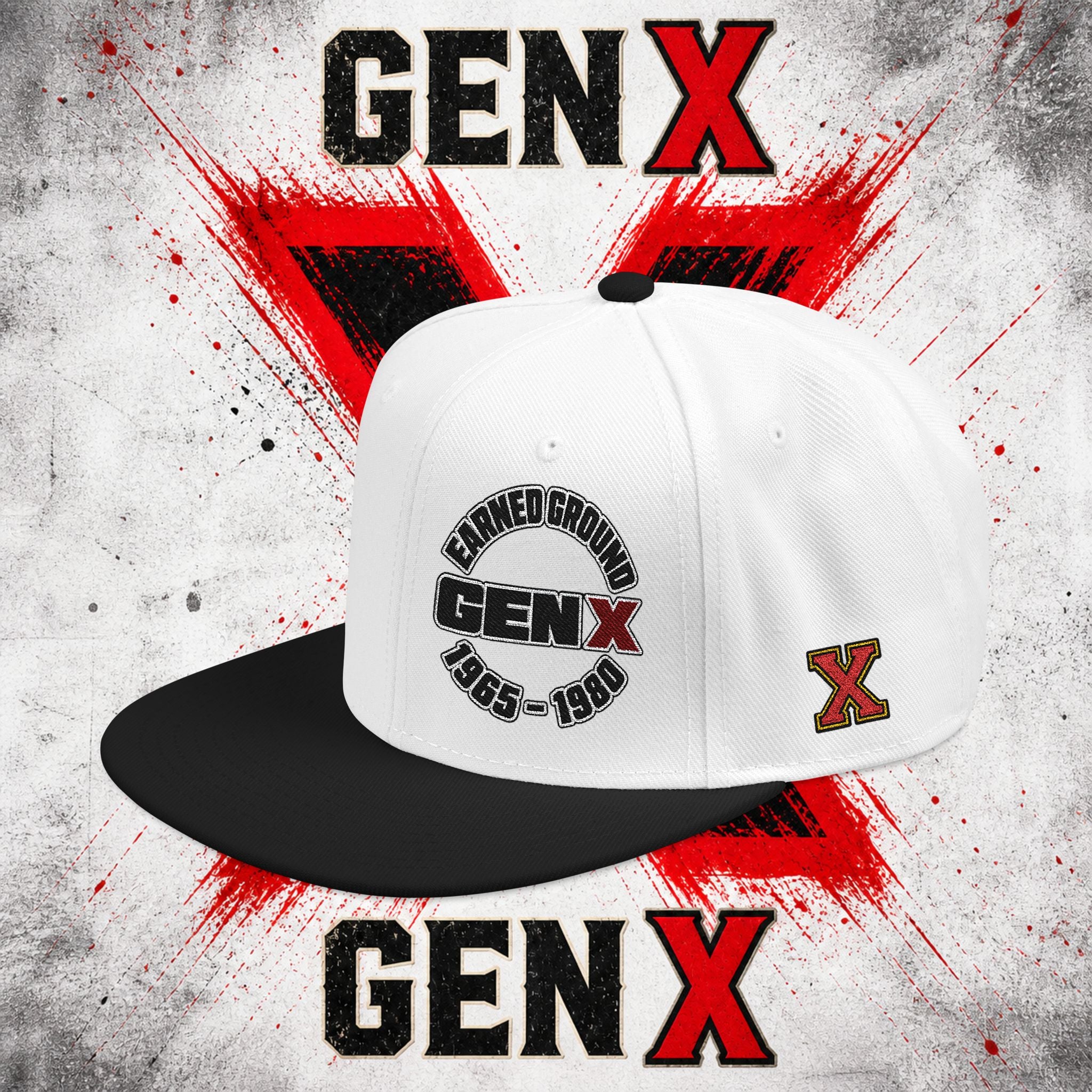 Gen X Embroidered Flat Bill Ball Cap — Gen X Proud 1965–1980