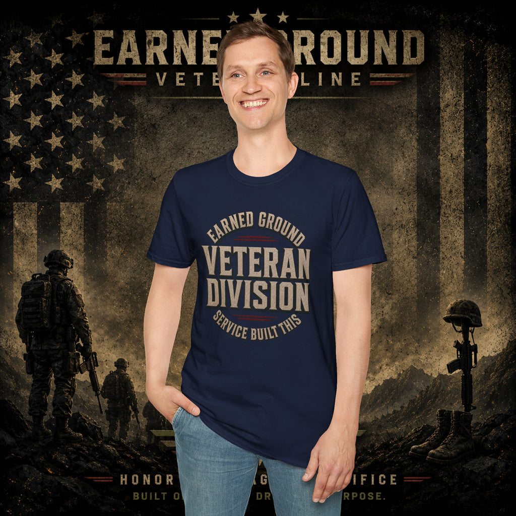 Earned Ground Veteran Division 'Service Built This'— Military Tribute Tee