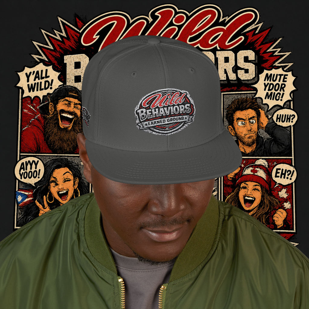 Earned Ground Cap Snapback Hat — 'Wild Behaviors' Embroidered Earned Ground Cap