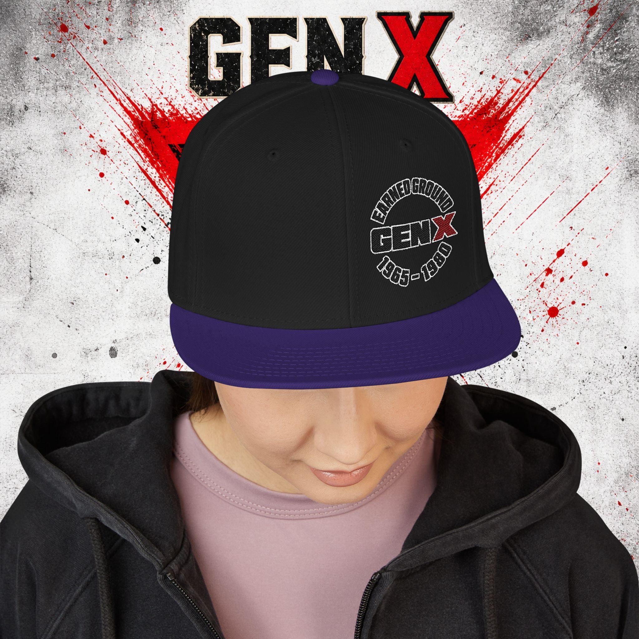 Gen X Embroidered Flat Bill Ball Cap — Gen X Proud 1965–1980