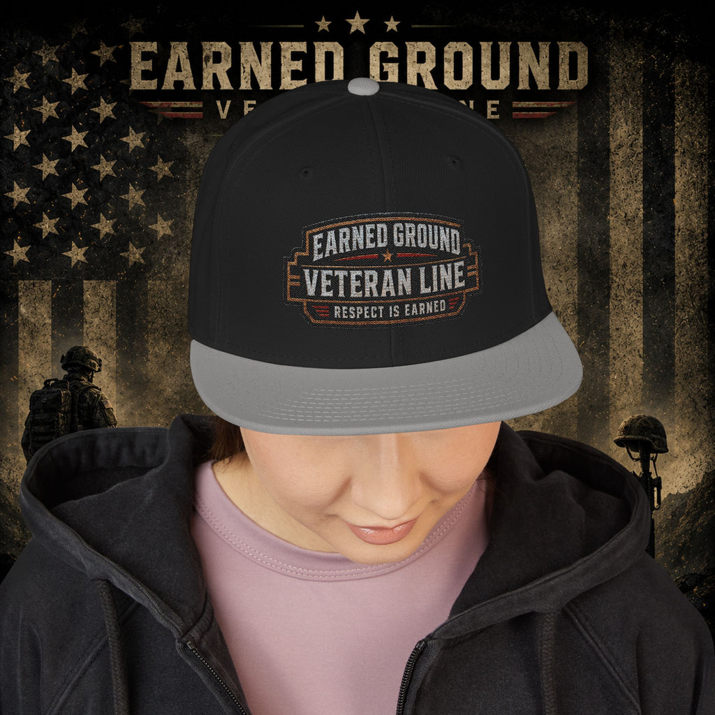 Earned Ground Veteran Line  Embroidered Snapback Hat