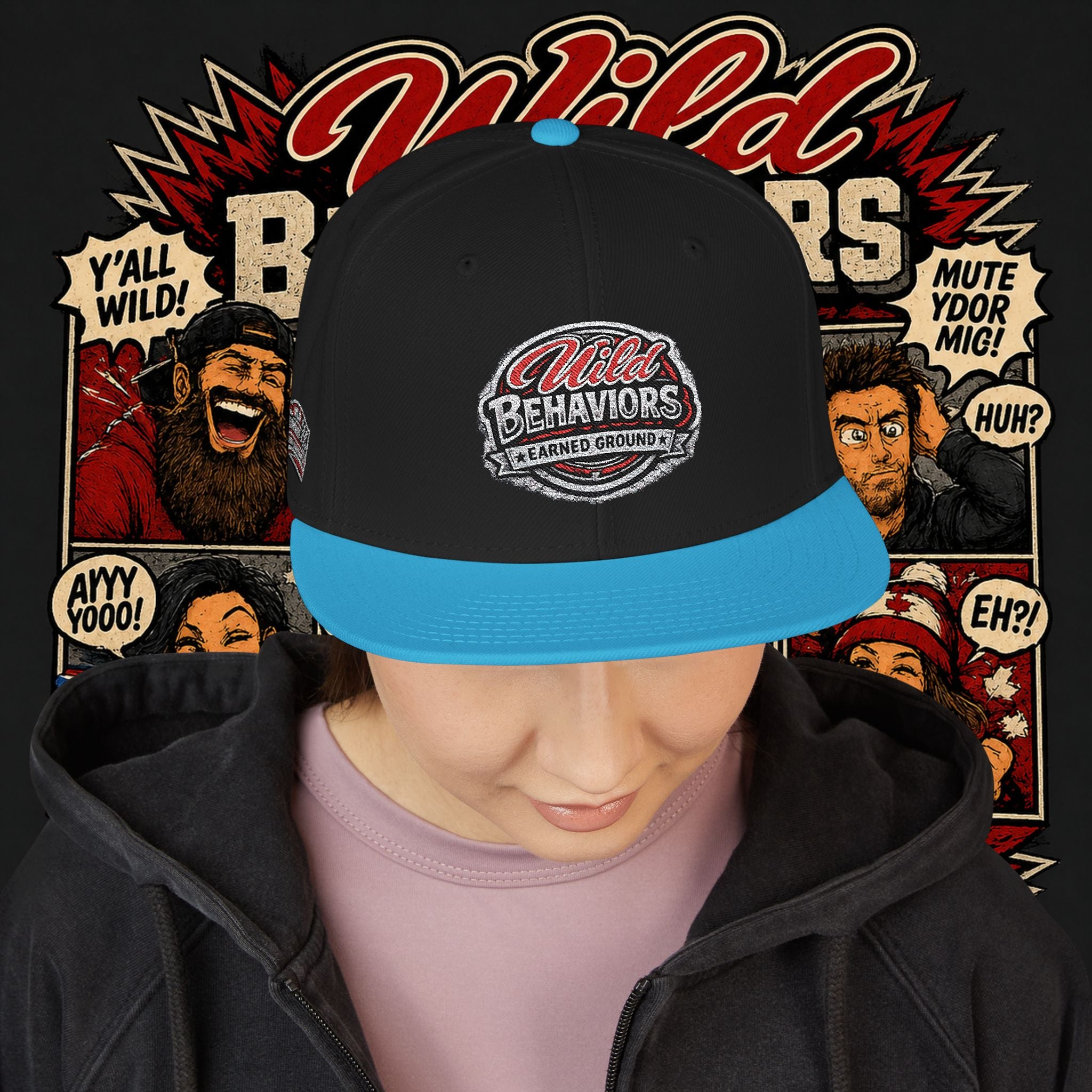 Earned Ground Cap Snapback Hat — 'Wild Behaviors' Embroidered Earned Ground Cap