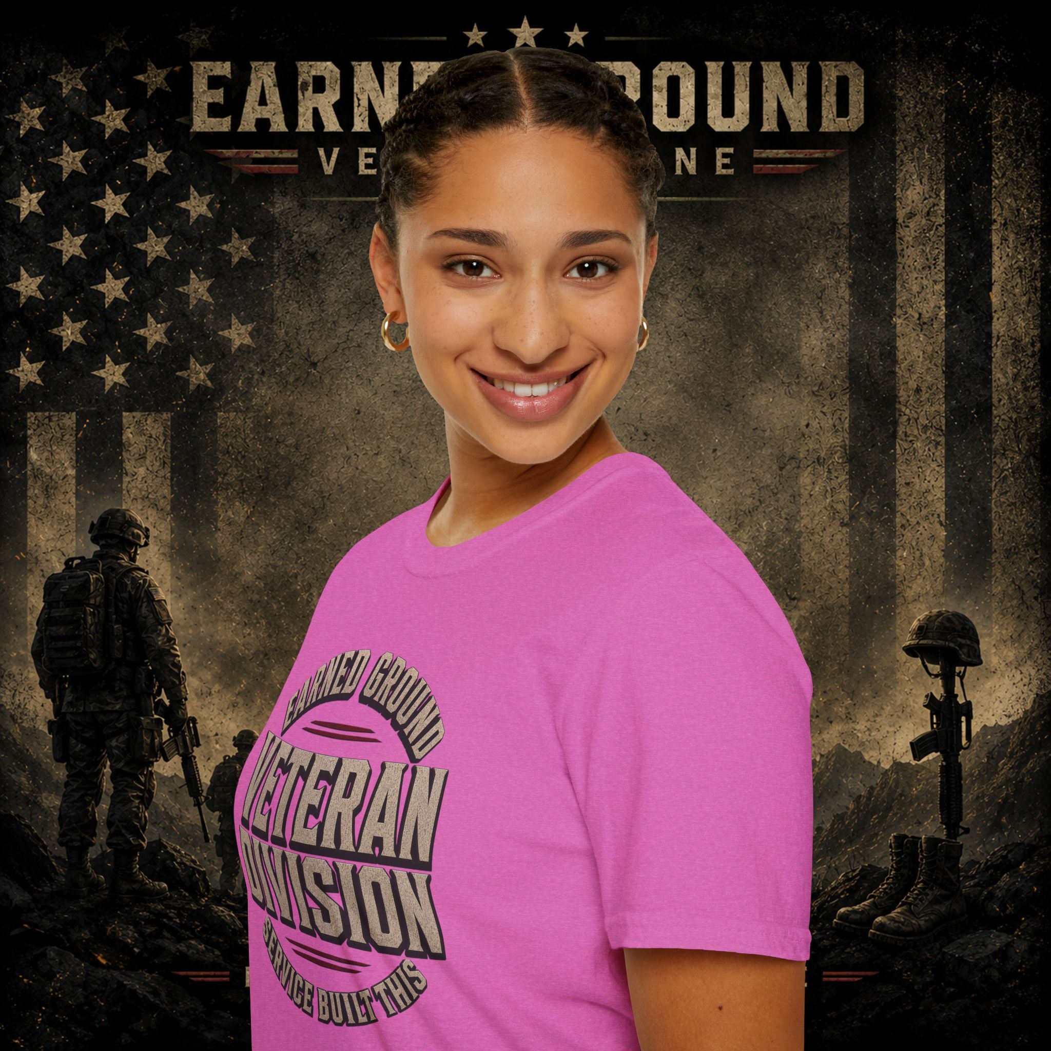 Earned Ground Veteran Division 'Service Built This'— Military Tribute Tee