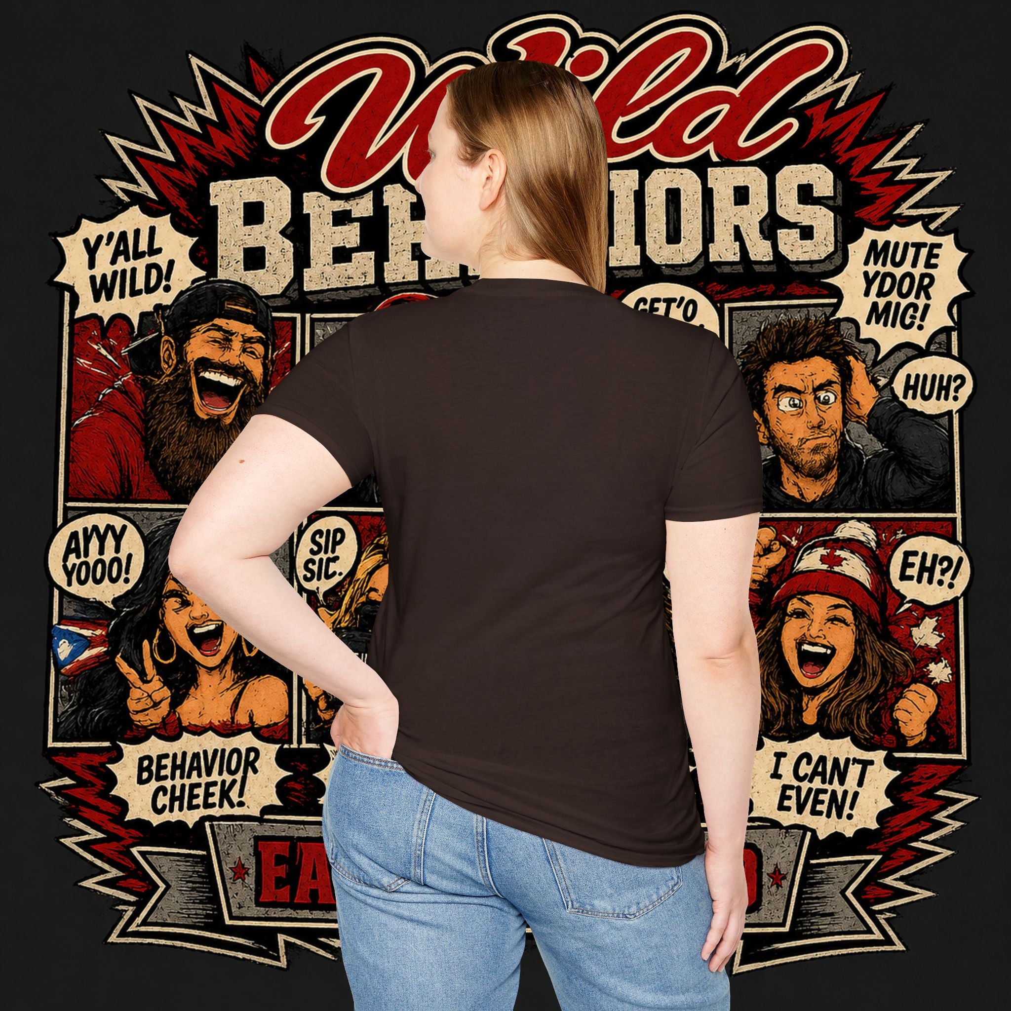 Earned Ground "Wild Behaviors" T-Shirt — Retro Red & White Graphic Tee