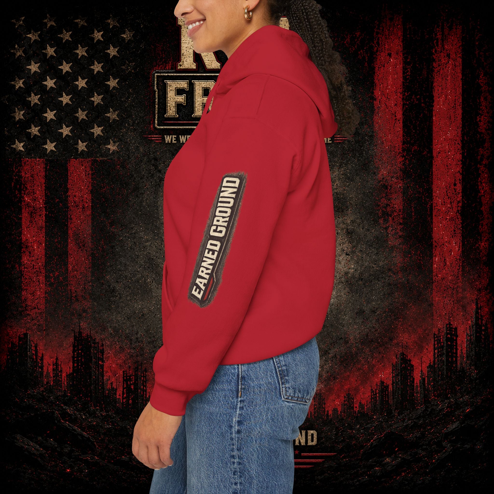 Red Friday Hoodie — " WE WEAR READ UNITL THE ALL COME HOME" Veterans American Flag Pullover