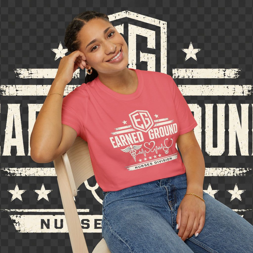 Earned Ground Nurses Division T-Shirt — Nurse Appreciation Medical Heartbeat Tee
