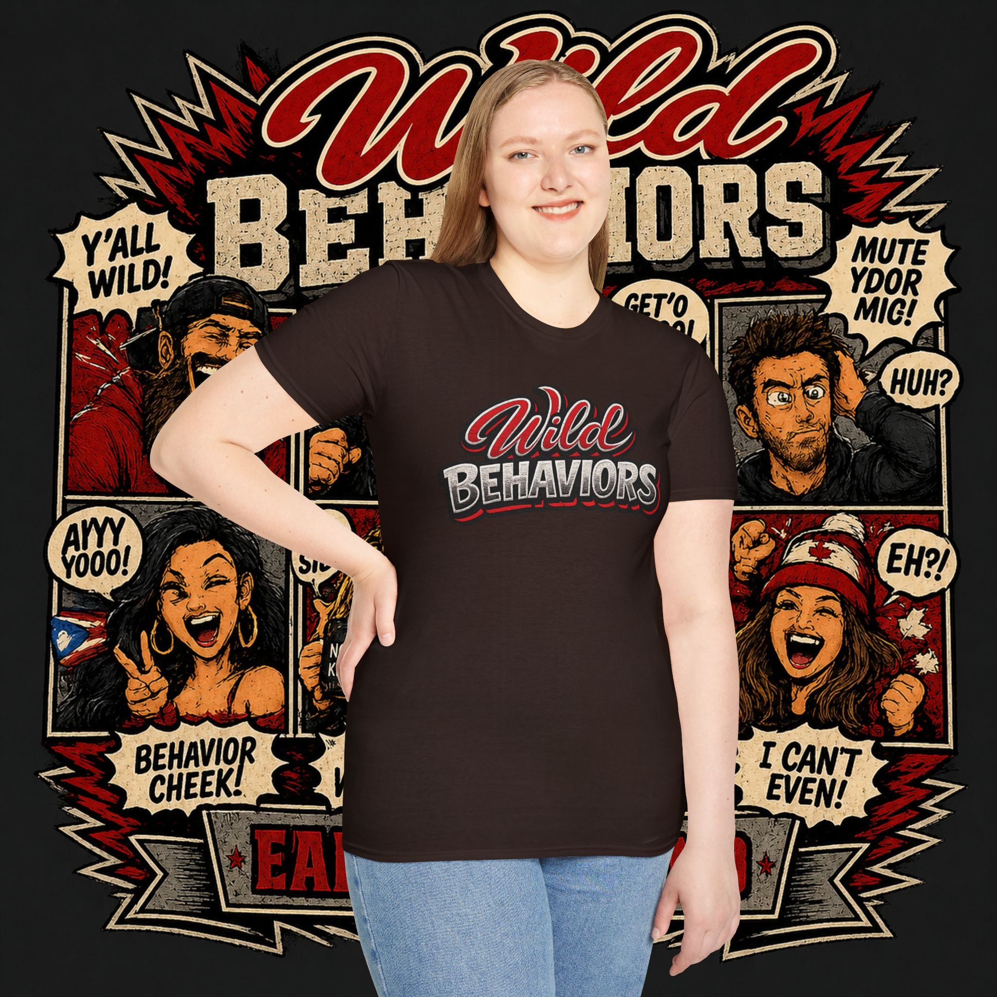Earned Ground "Wild Behaviors" T-Shirt — Retro Red & White Graphic Tee