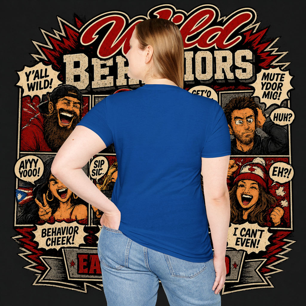 Earned Ground "Wild Behaviors" T-Shirt — Retro Red & White Graphic Tee