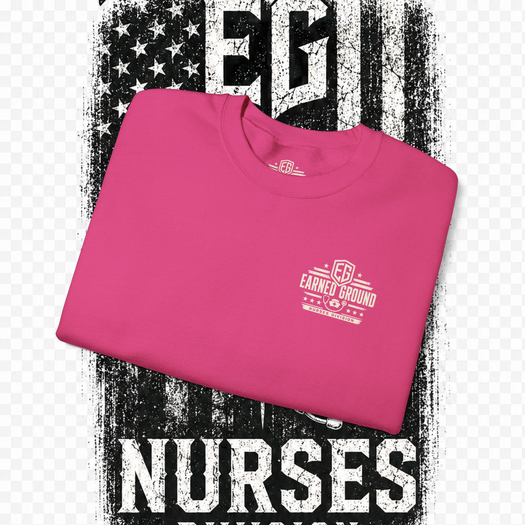 EARNED GROUND Nurses Division Crewneck Sweatshirt – Nurses Caduceus Badge Design