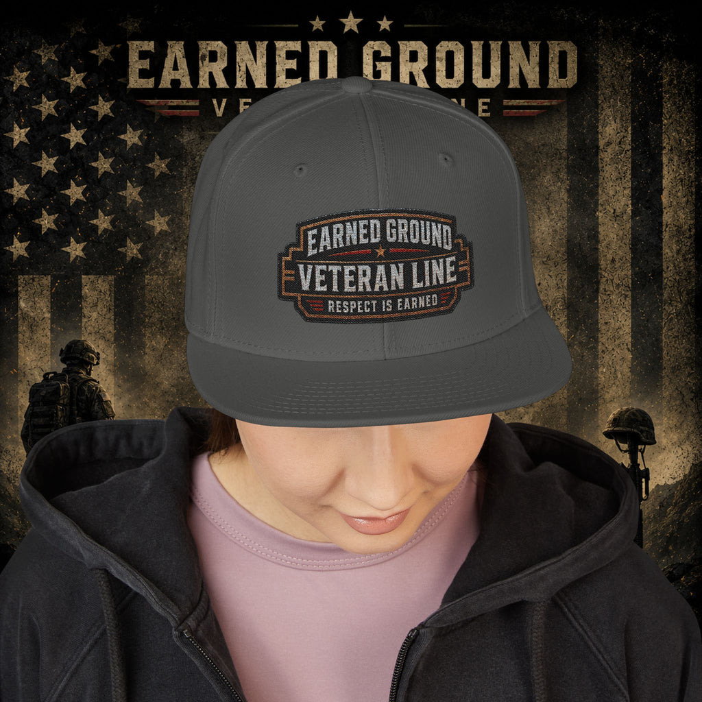 Earned Ground Veteran Line  Embroidered Snapback Hat