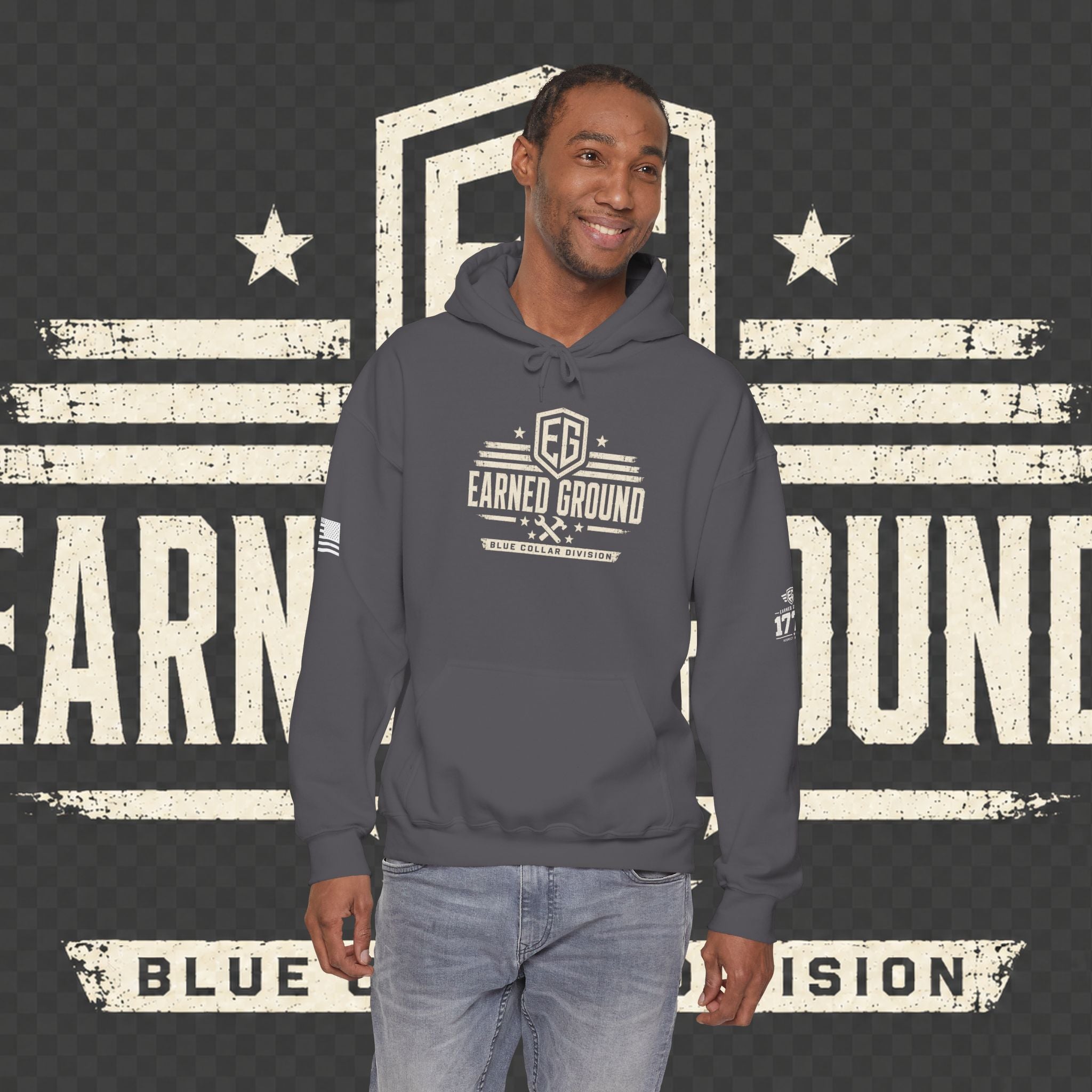 Earned Ground Blue Collar Hoodie – Blue Collar Division Hoodie