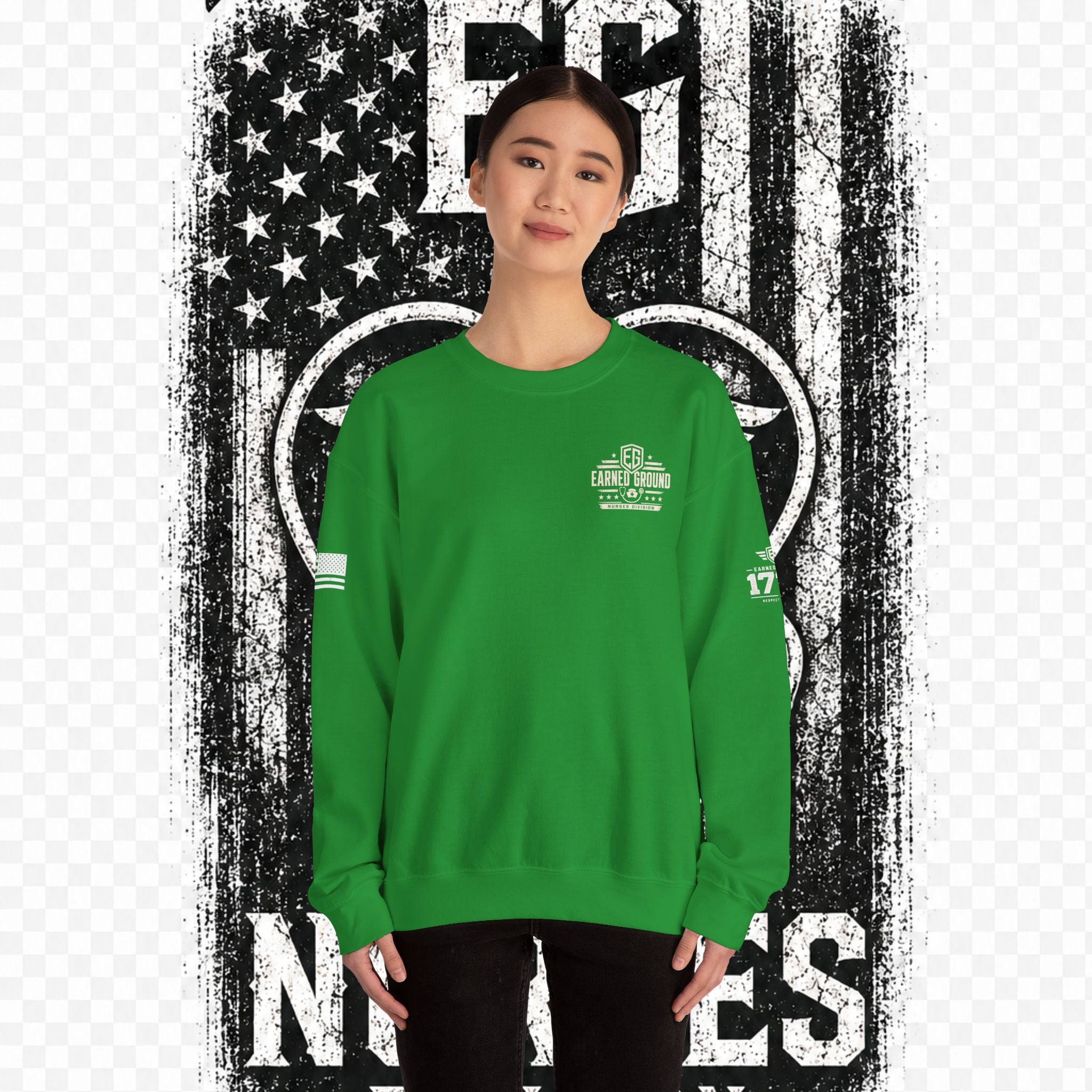 EARNED GROUND Nurses Division Crewneck Sweatshirt – Nurses Caduceus Badge Design