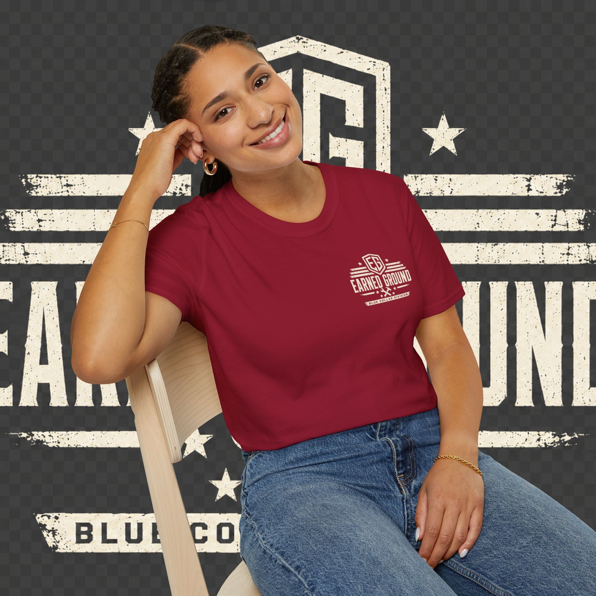EARNED GROUND "BLUE COLLAR DIVISION" Coastal Calm Graphic T-Shirt