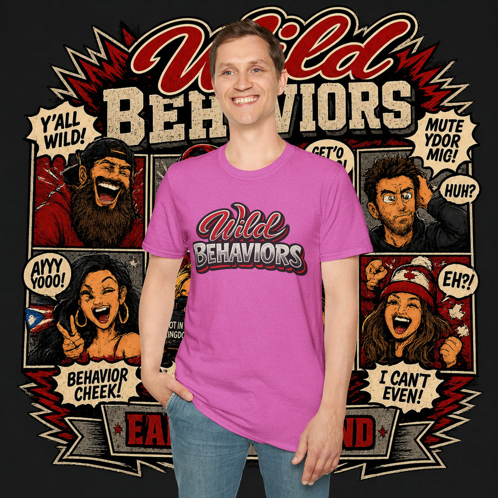 Earned Ground "Wild Behaviors" T-Shirt — Retro Red & White Graphic Tee