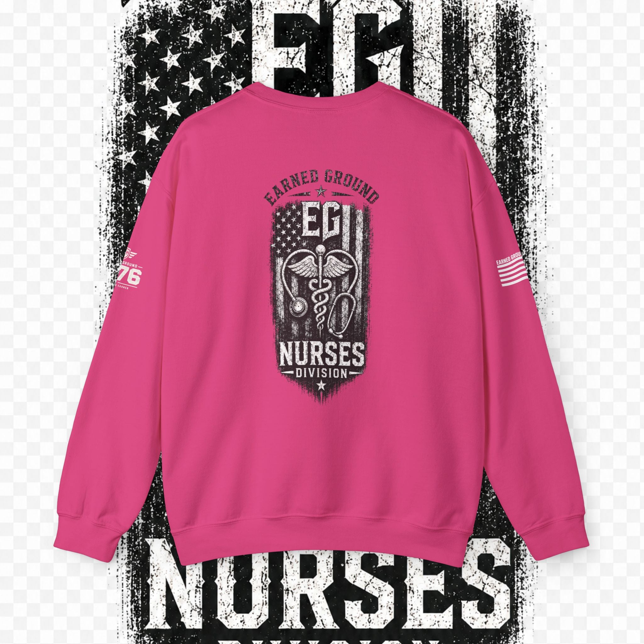 EARNED GROUND Nurses Division Crewneck Sweatshirt – Nurses Caduceus Badge Design