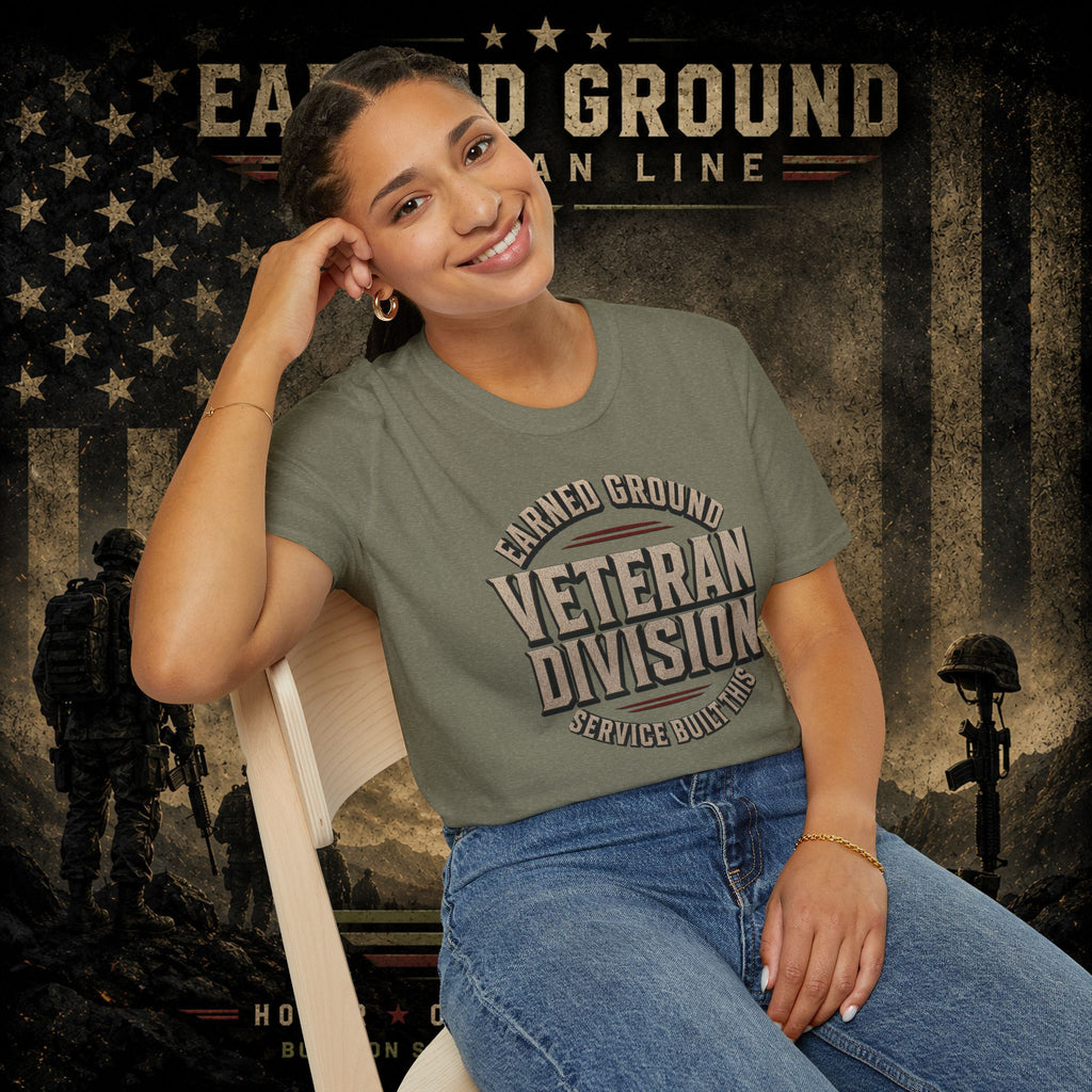 Earned Ground Veteran Division 'Service Built This'— Military Tribute Tee