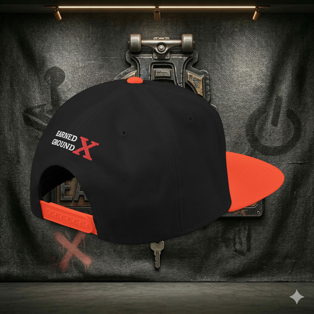 EARNED GROUND GEN 'X' EMBROIDED Snapback Hat — Vintage Red  GEN X Patch Logo Cap
